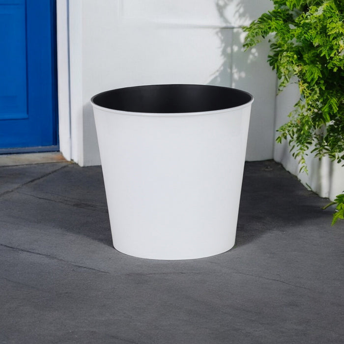 11" White Recycled Plastic Indoor Outdoor Round Pot Planter