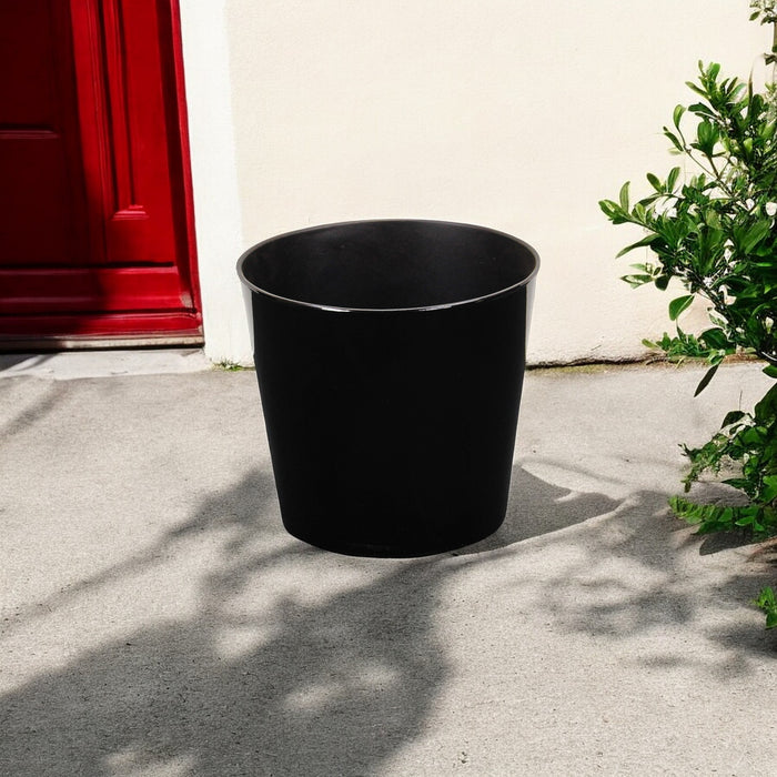 9" Black Recycled Plastic Indoor Outdoor Round Pot Planter