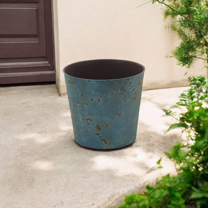 9" Blue Recycled Plastic Indoor Outdoor Round Pot Planter