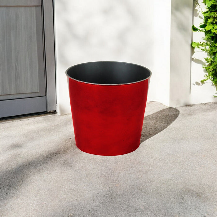 9" Red Recycled Plastic Indoor Outdoor Round Pot Planter