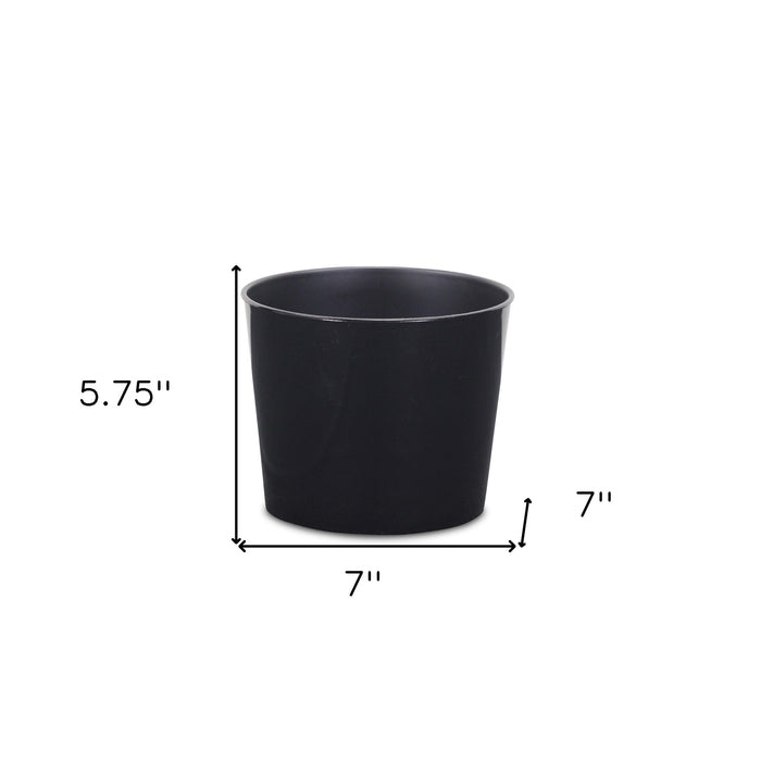 7" Black Recycled Plastic Indoor Outdoor Round Pot Planter