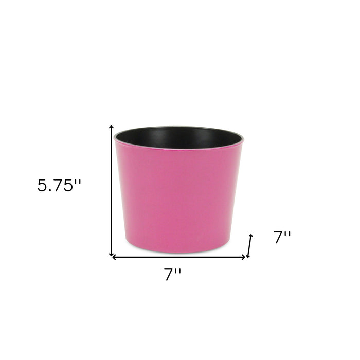 7" Hot Pink Recycled Plastic Indoor Outdoor Round Pot Planter