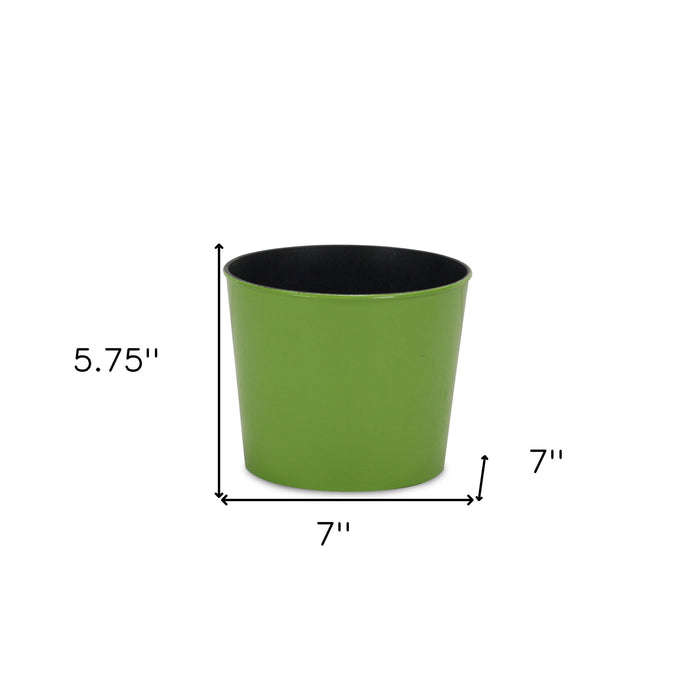 7" Lime Green Recycled Plastic Indoor Outdoor Round Pot Planter