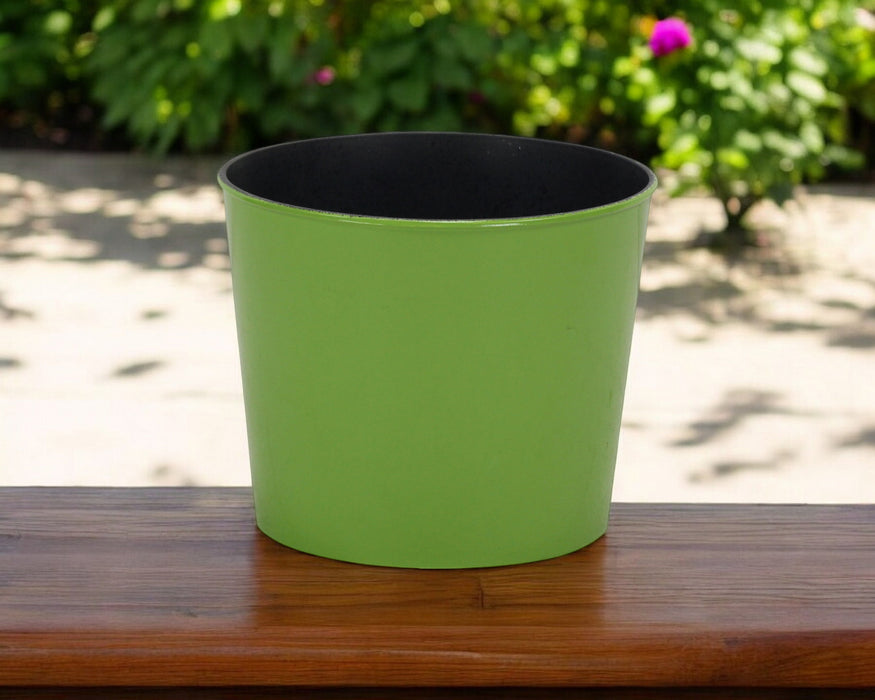 7" Lime Green Recycled Plastic Indoor Outdoor Round Pot Planter