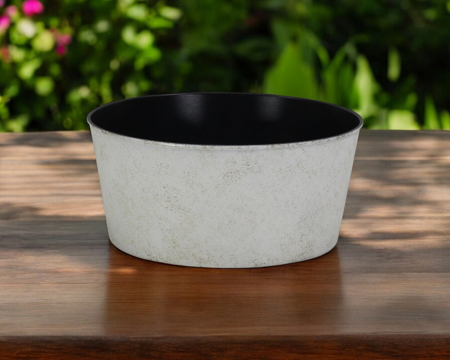 12" Cream Recycled Plastic Indoor Outdoor Round Pot Planter