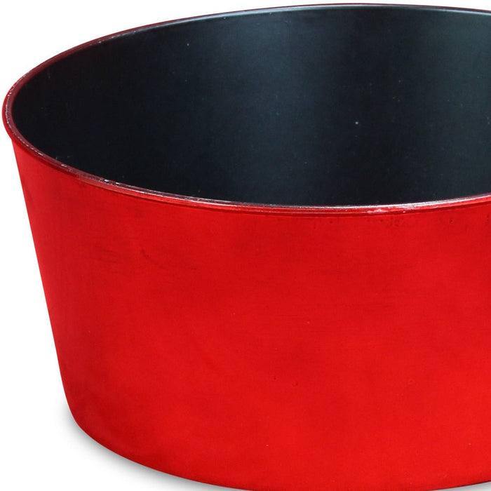 12" Red Recycled Plastic Indoor Outdoor Round Pot Planter