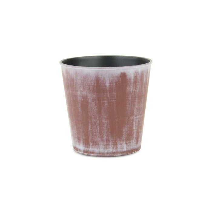 5" Brown and Off White Textural Tone On Tone Recycled Plastic Indoor Outdoor Round Pot Planter