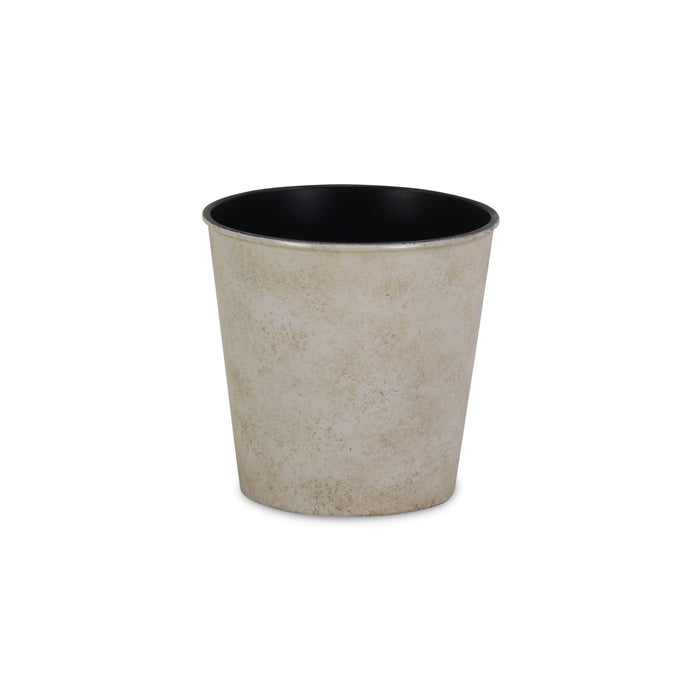 5" Cream Recycled Plastic Indoor Outdoor Round Pot Planter