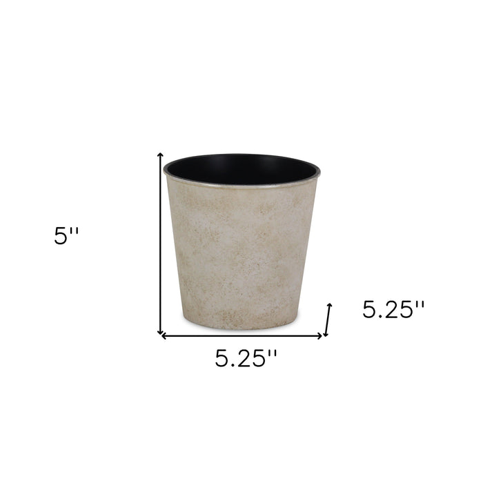 5" Cream Recycled Plastic Indoor Outdoor Round Pot Planter