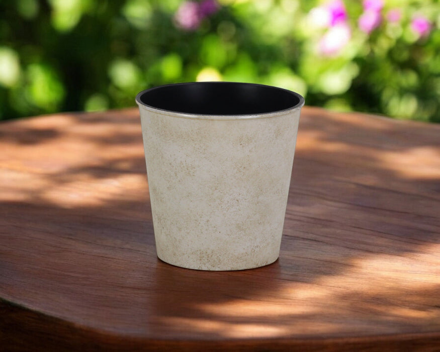 5" Cream Recycled Plastic Indoor Outdoor Round Pot Planter