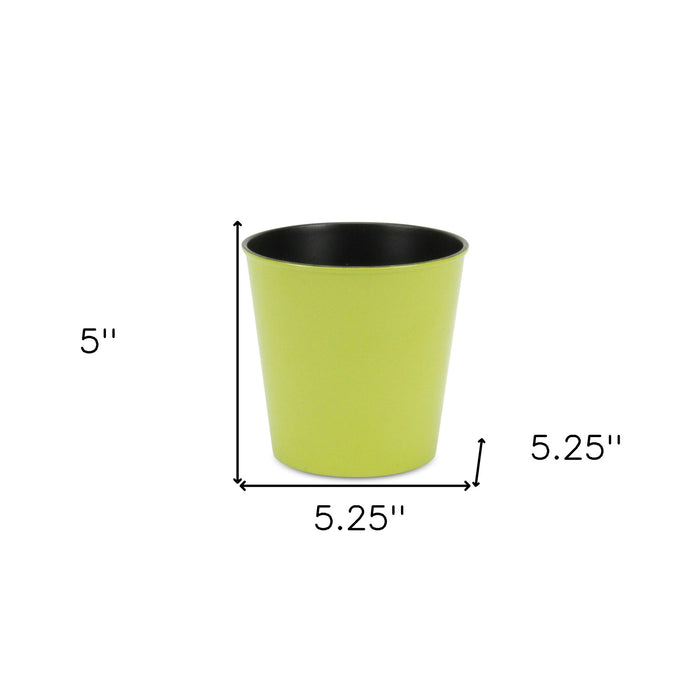 5" Lime Green Recycled Plastic Indoor Outdoor Round Pot Planter