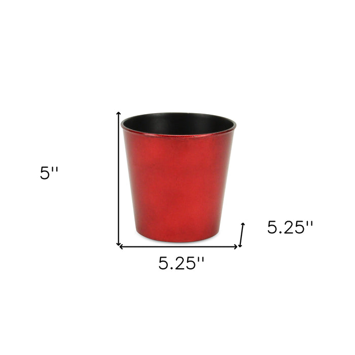 5" Red Recycled Plastic Indoor Outdoor Round Pot Planter