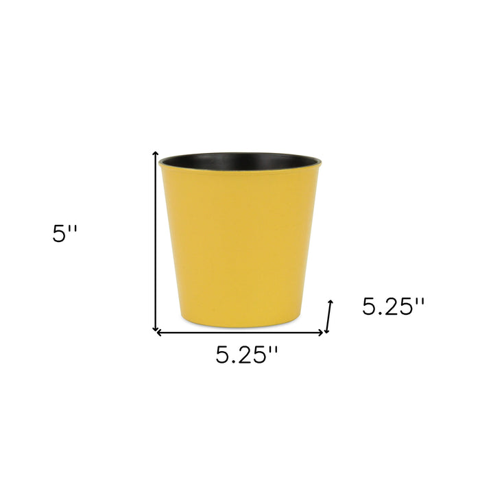 5" Yellow Recycled Plastic Indoor Outdoor Round Pot Planter