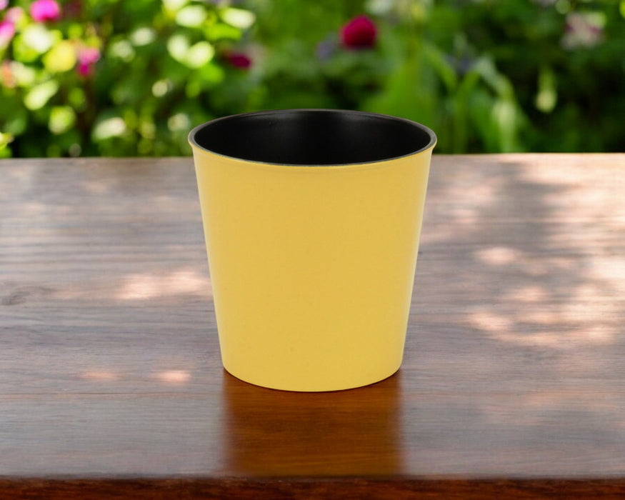 5" Yellow Recycled Plastic Indoor Outdoor Round Pot Planter