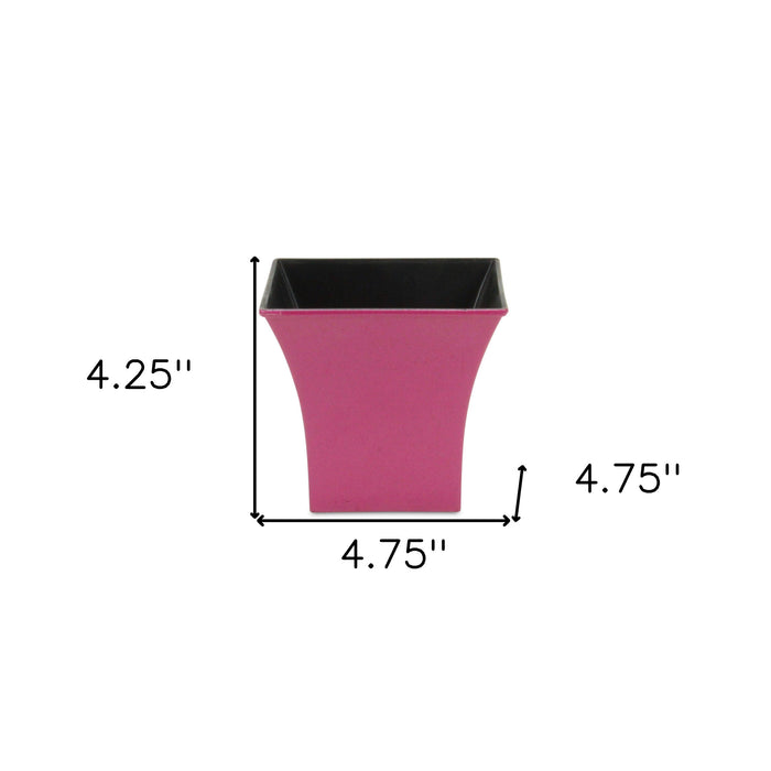 5" Hot Pink Recycled Plastic Indoor Outdoor Square Pot Planter