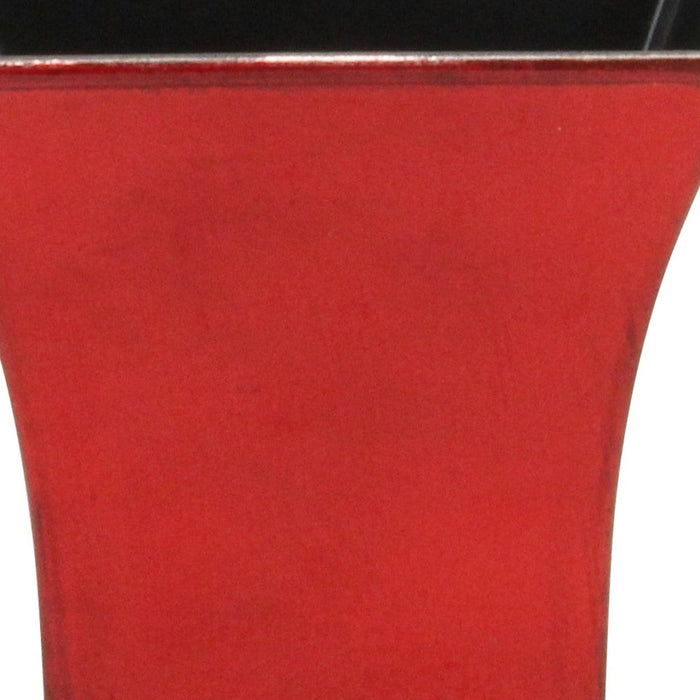 5" Red Recycled Plastic Indoor Outdoor Square Pot Planter