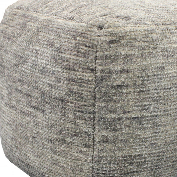 18" Gray Wool Cube Pouf Ottoman