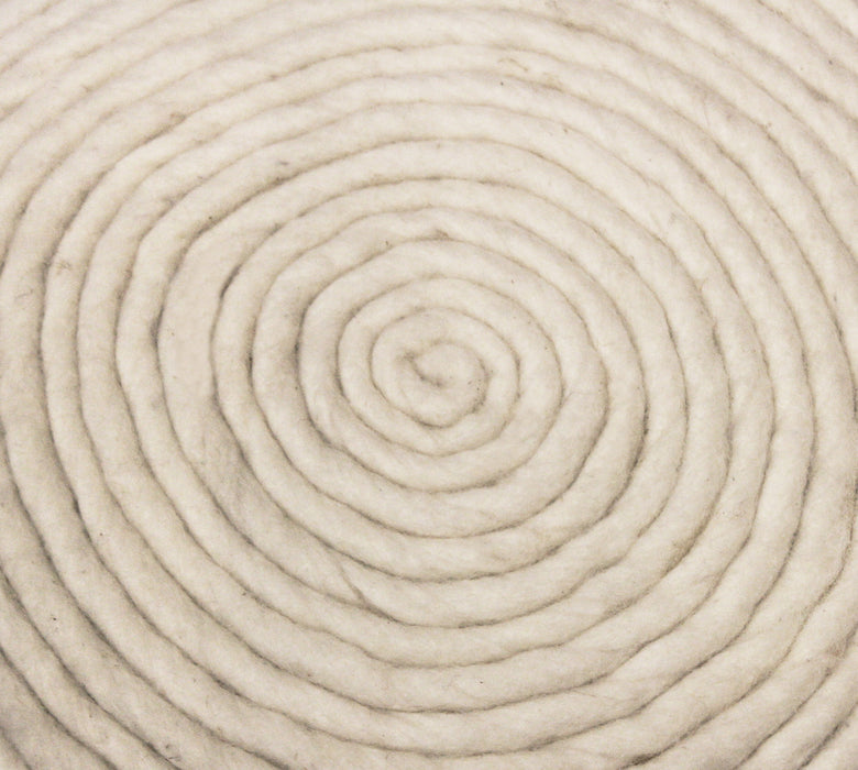 20" Ivory Wool Round Ribbed Pouf Ottoman