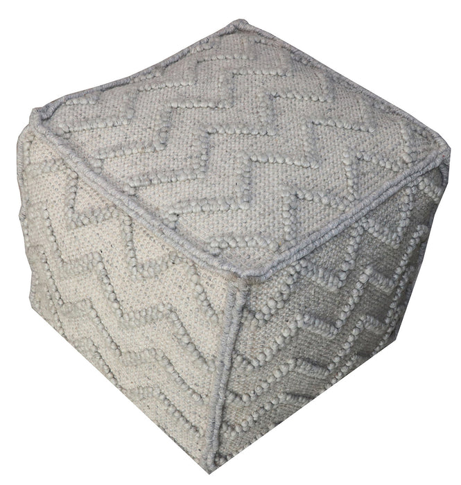 18" Gray Wool Cotton Blend Cube Chevron Pouf Ottoman