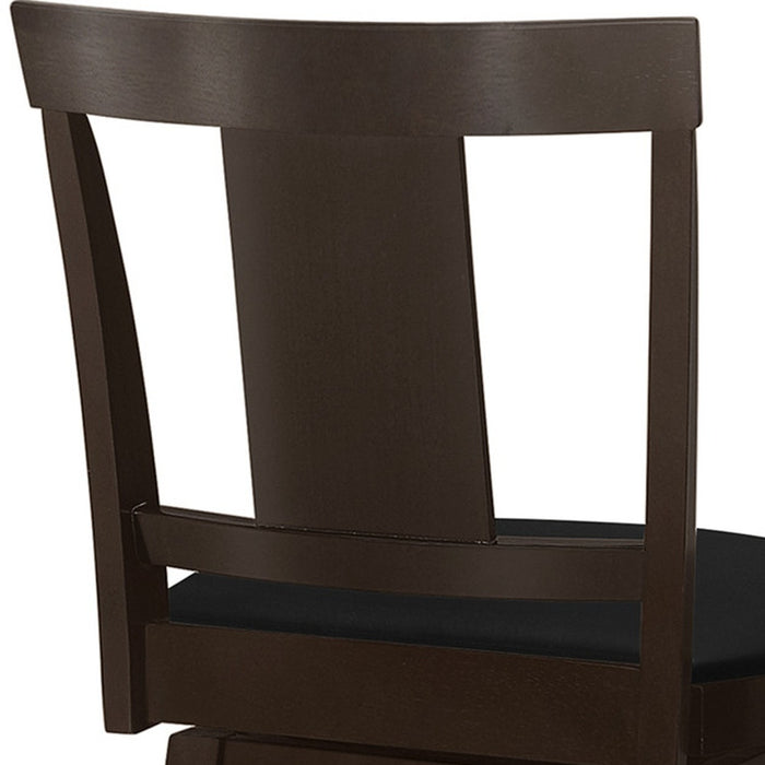 Set of Two 28" Espresso Solid Wood Counter Height Bar Chairs