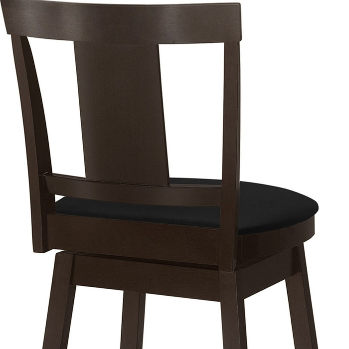 Set of Two 28" Espresso Solid Wood Counter Height Bar Chairs