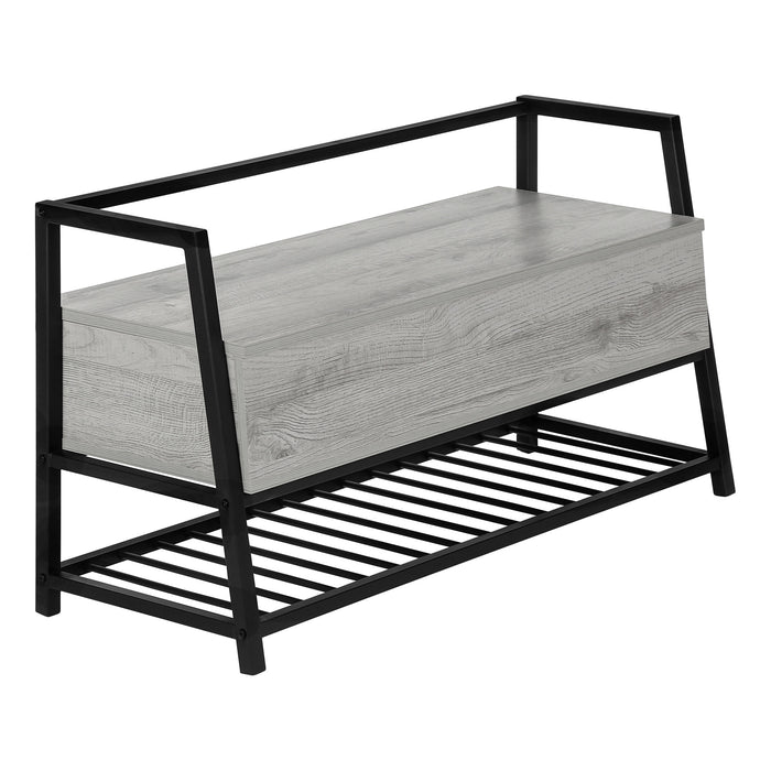 42" Gray And Black Bench With Flip top