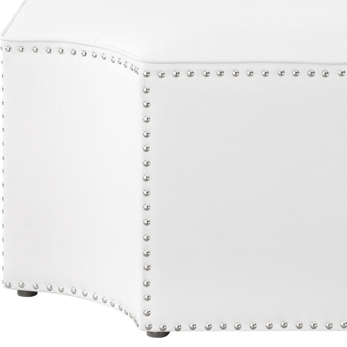 33" White Faux Leather Tufted Octagonal Cocktail Ottoman