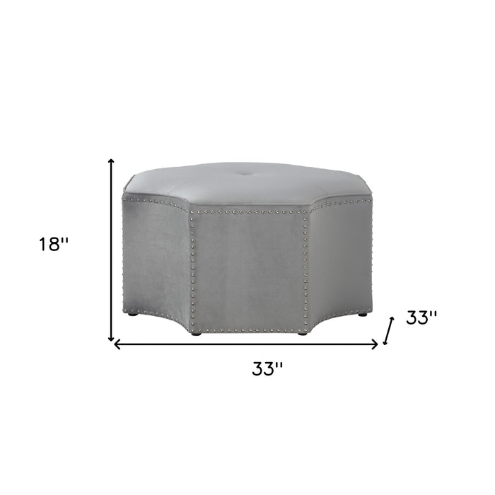 33" White Faux Leather Tufted Octagonal Cocktail Ottoman