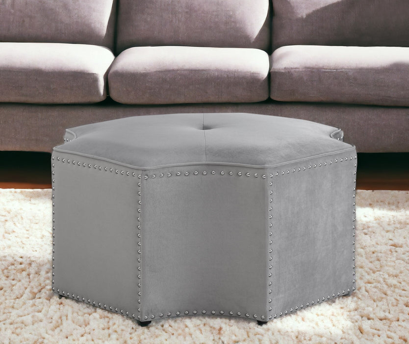 33" White Faux Leather Tufted Octagonal Cocktail Ottoman