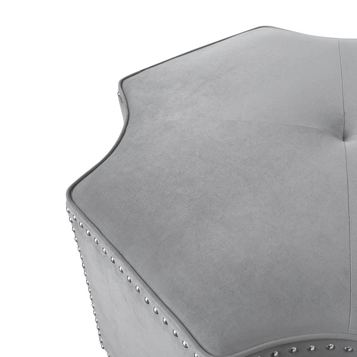 33" White Faux Leather Tufted Octagonal Cocktail Ottoman