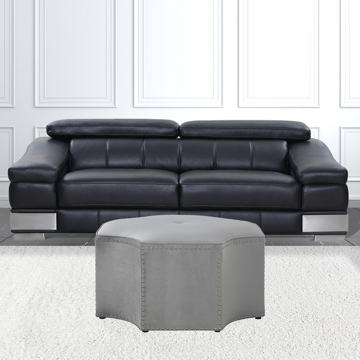 33" White Faux Leather Tufted Octagonal Cocktail Ottoman