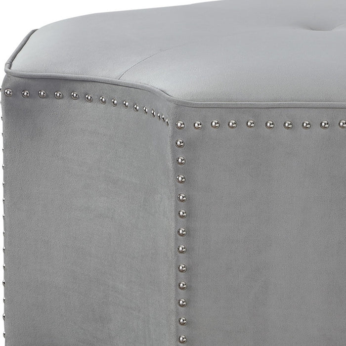 33" White Faux Leather Tufted Octagonal Cocktail Ottoman