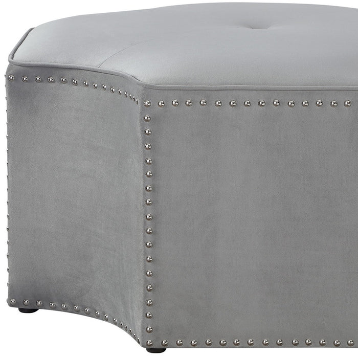 33" White Faux Leather Tufted Octagonal Cocktail Ottoman