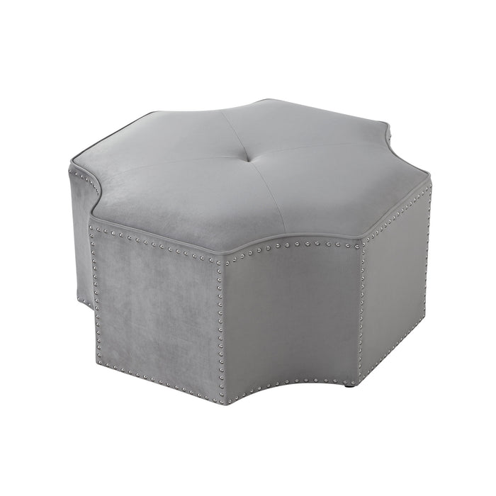 33" White Faux Leather Tufted Octagonal Cocktail Ottoman