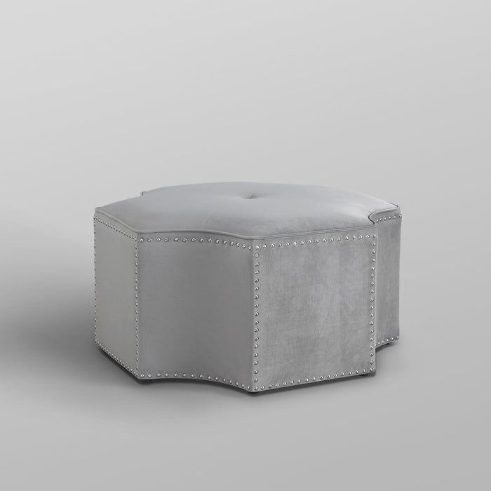 33" White Faux Leather Tufted Octagonal Cocktail Ottoman