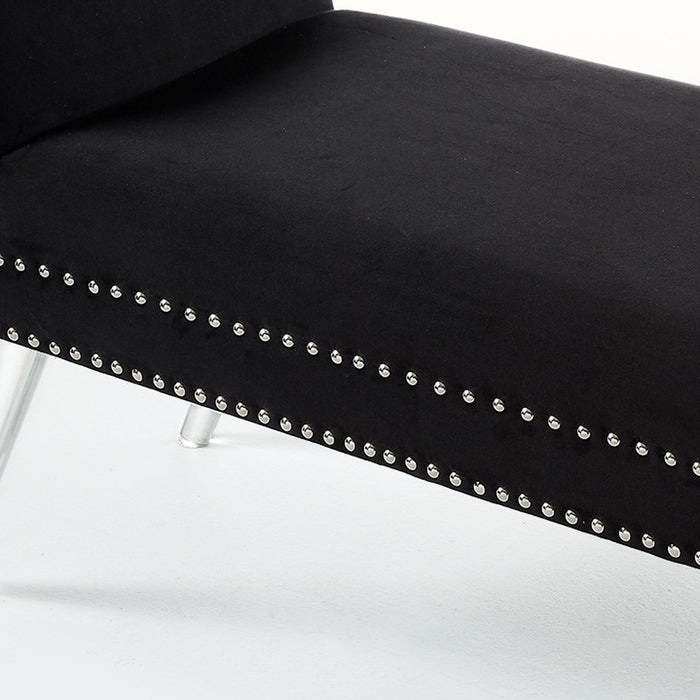 45" Black And Clear Upholstered Velvet Bench