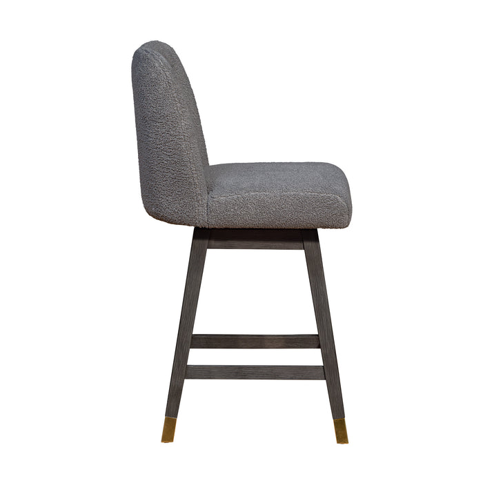 26" Gray Solid Wood Swivel Bar Chair