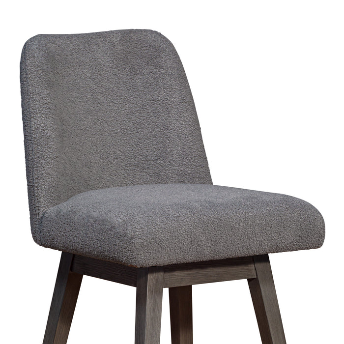 26" Gray Solid Wood Swivel Bar Chair