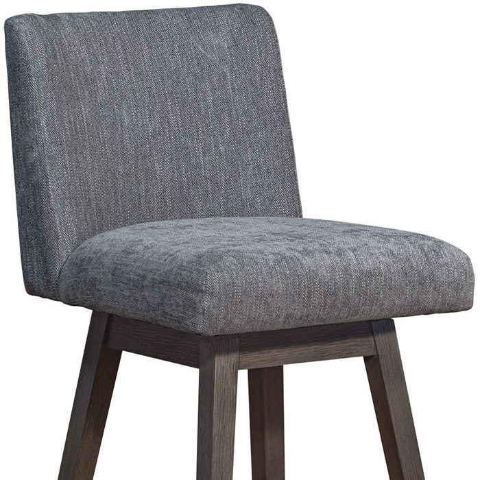 30" Gray and Brown Solid Wood Swivel Bar Chair