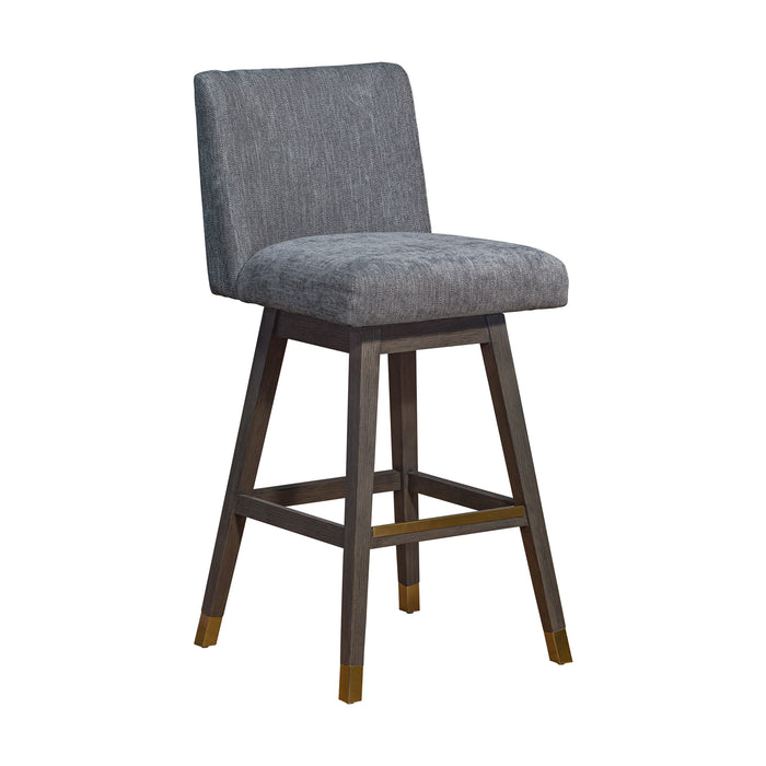 30" Gray and Brown Solid Wood Swivel Bar Chair