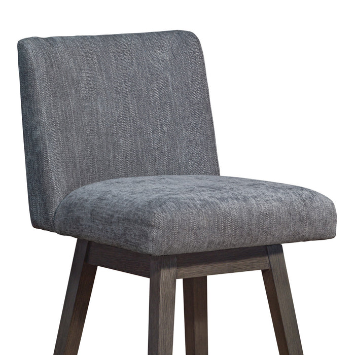 30" Gray and Brown Solid Wood Swivel Bar Chair