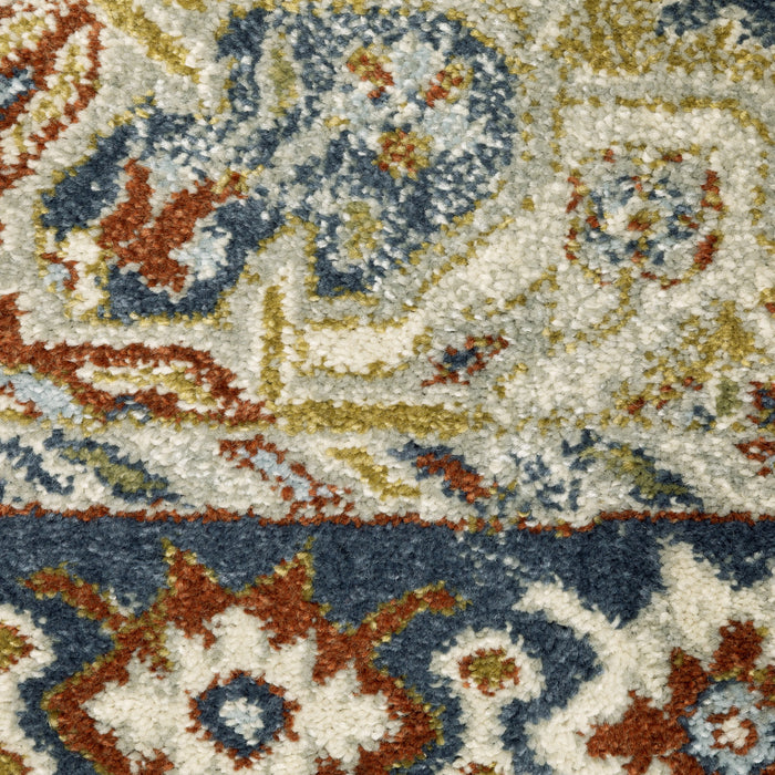 6' X 9' Rust Beige Teal Blue And Gold Oriental Power Loom Stain Resistant Area Rug