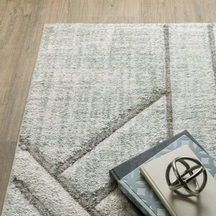 3' X 5' Gray And Ivory Geometric Power Loom Area Rug