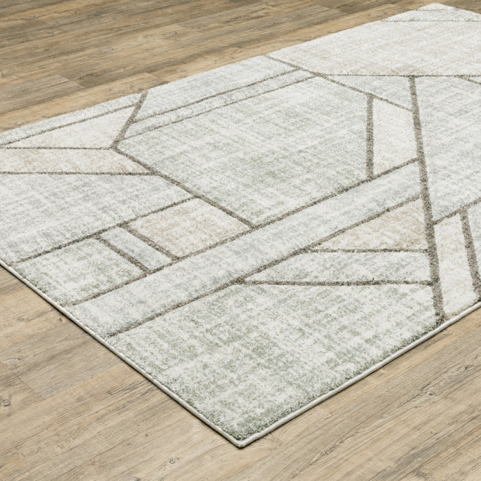 6' X 9' Gray And Ivory Geometric Power Loom Area Rug