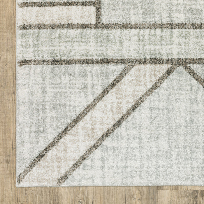 6' X 9' Gray And Ivory Geometric Power Loom Area Rug