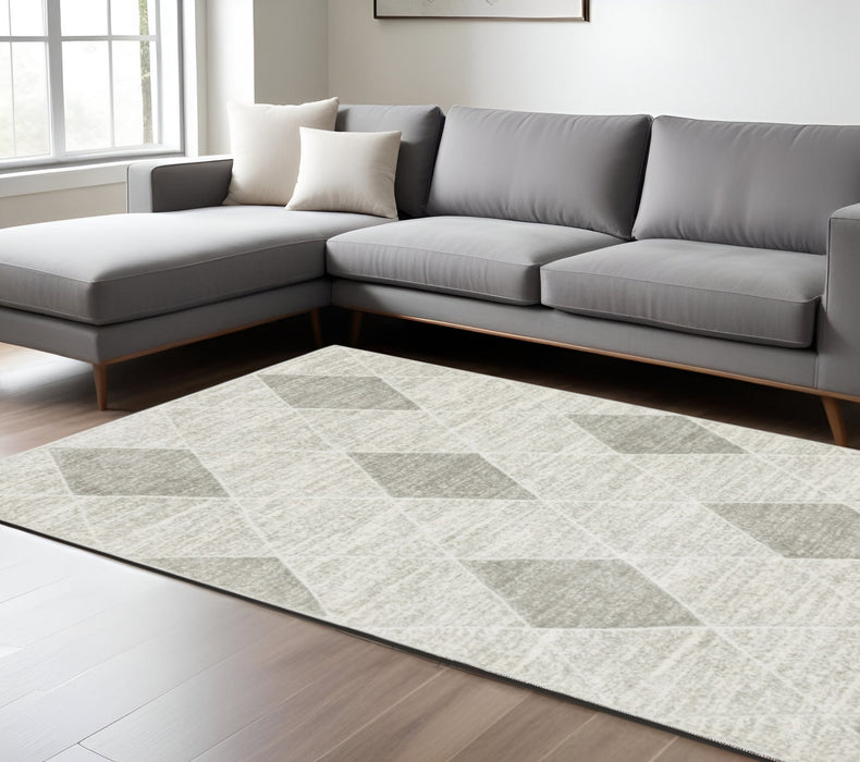 8' X 11' Gray and Ivory Geometric Power Loom Area Rug