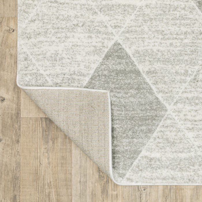 8' X 11' Gray and Ivory Geometric Power Loom Area Rug