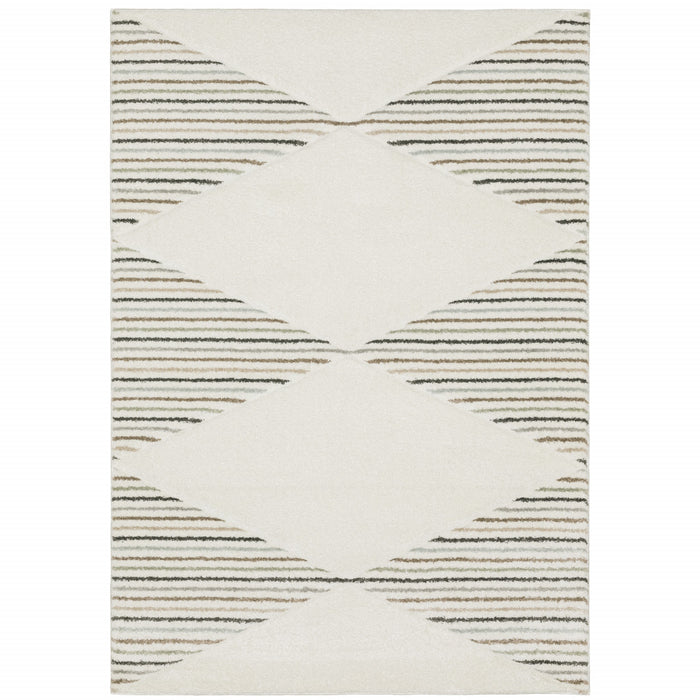 8' X 11' Beige and Black Geometric Power Loom Area Rug