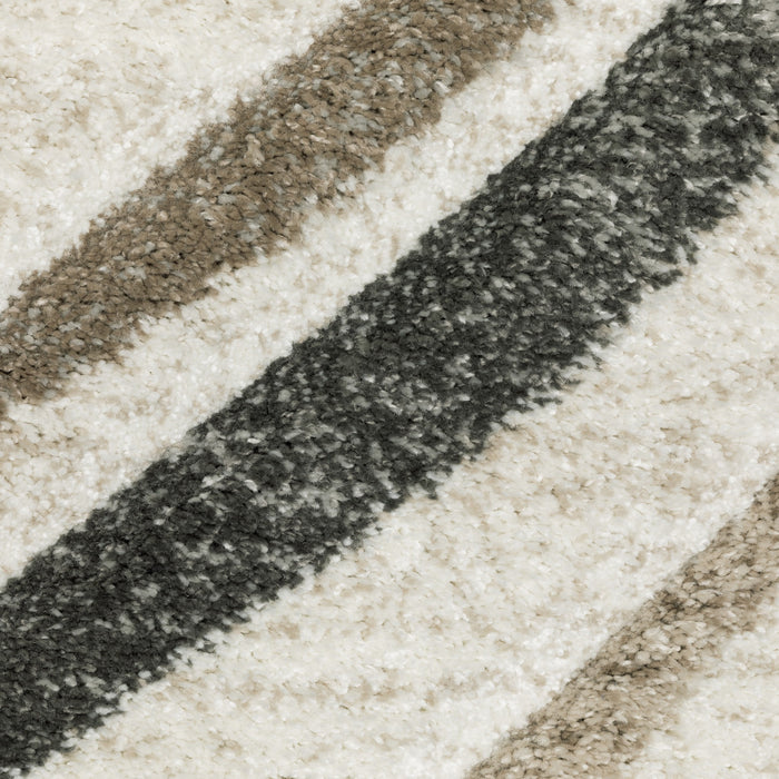 2' X 8' Gray And Ivory Abstract Power Loom Runner Rug