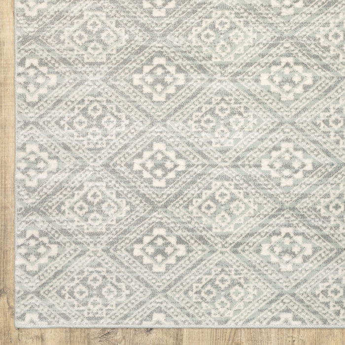 4' X 6' Grey Geometric Power Loom Stain Resistant Area Rug